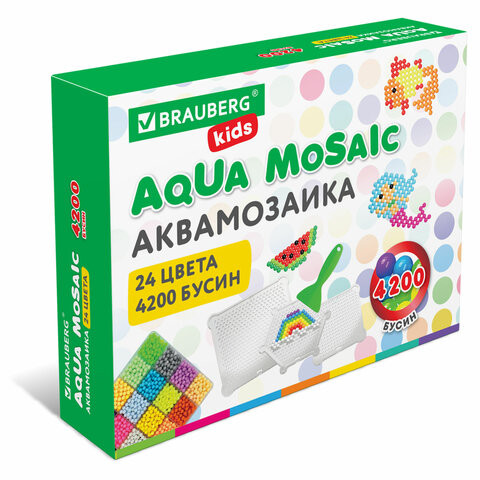 Аквамозаика 24 цвета 4200 бусин, с трафаретами, инструментами и аксессуарами, BRAUBER, 664916 по низкой цене оптом 