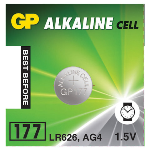 Батарейка GP Alkaline 177 (G4, LR626), алкалиновая, 1 шт., в блистере (отрывной блок), 177-2CY, 4891199026690 по низкой цене оптом 