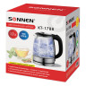 Чайник SONNEN KT-1788, 1,7 л, 2200 Вт, закрытый нагревательный элемент, стекло, черный, подсветка, 454349 по низкой цене оптом Краснодар, Москва, Уфа, Казань, Барнаул, Владивосток, Хабаровск, Сахалин, Красноярск, Екатеренбург, 