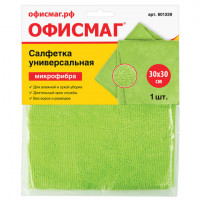 Салфетка универсальная, плотная микрофибра, 30х30 см, зеленая, ОФИСМАГ "Стандарт", 601259