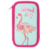 Пенал ЮНЛАНДИЯ, 2 отделения, ламинированный картон, блестки, 19х11 см, Flamingo, 270174 по низкой цене оптом 