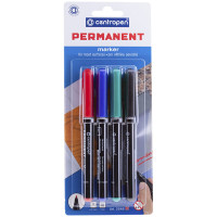 Маркеры перманентные CENTROPEN 2846, НАБОР 4 ЦВЕТА, тонкий наконечник, 1 мм, 2846/4, 6 2846 0404