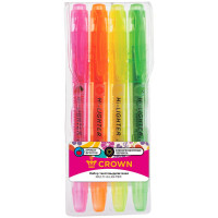 Набор текстовыделителей CROWN 4 шт., АРОМАТИЗИРОВАННЫЕ, АССОРТИ,"Multi Hi-Lighter", линия 1-4 мм, F-500-4