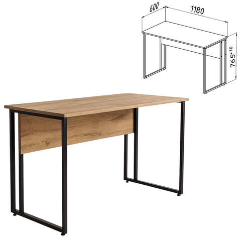 Стол BRABIX "SMART CD-019", 1180х600х770 мм, ЛОФТ, металл/ЛДСП бунратти, каркас черный, 641948 по низкой цене оптом Стол BRABIX "SMART CD-019", 1180х600х770 мм, ЛОФТ, металл/ЛДСП бунратти, каркас черный, 641948 по низкой цене оптом