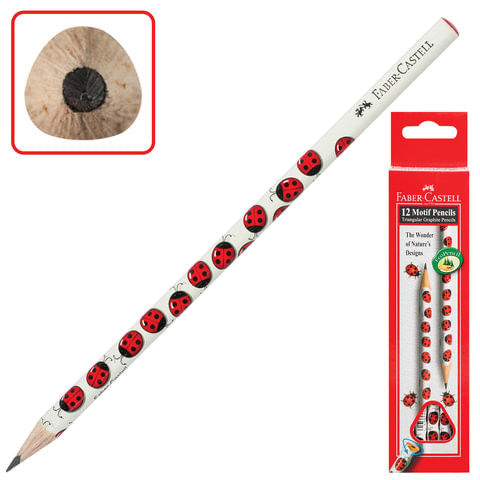 Карандаш чернографитный FABER-CASTELL, 1 шт., "Triangular Ladybird", B, трехгранный, 118367 по низкой цене оптом 