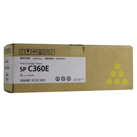Тонер-картридж лазерный RICOH (SP C360E) SP C360/C361, желтый, оригинальный, ресурс 1500 стр., 408190 по низкой цене оптом 