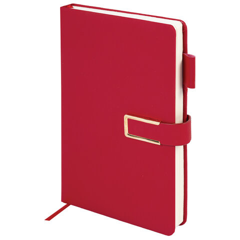 Ежедневник недатированный А5 143х210мм BRAUBERG Deluxe, под кожу, магнит 160л, красный, 117142 по низкой цене оптом Ежедневник недатированный А5 143х210мм BRAUBERG Deluxe, под кожу, магнит 160л, красный, 117142 по низкой цене оптом