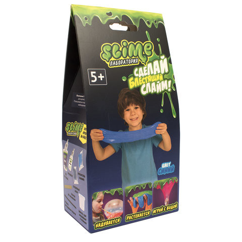 Набор Сделай слайм (лизун) "Slime Лаборатория", синий, 100 г, ВОЛШЕБНЫЙ МИР, SS100-5 по низкой цене оптом Краснодар, Москва, Уфа, Казань, Барнаул, Владивосток, Хабаровск, Сахалин, Красноярск, Екатеренбург, 