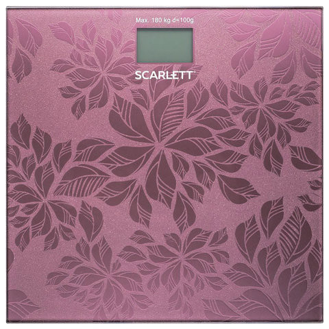 Весы напольные SCARLETT SC-217, электронные, вес до 180 кг, квадратные, стекло, розовые по низкой цене оптом 