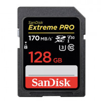 Карта памяти SDXC 128 GB SANDISK Extreme Pro UHS-I U3, V30, 170 Мб/сек (class 10), SDSDXXG-128G-GN4IN, DXXY-128G-GN4IN