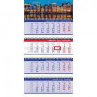 Календарь квартальный с бегунком, 2022 г., 4 блока, 4 гребня, БИЗНЕС, "Ночной городок", HATBER, 4Кв4гр3_25832