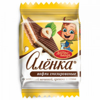 Вафли "Аленка" с молочной начинкой и орехами в индивидуальных упаковках, гофрокороб 1, ТК23396