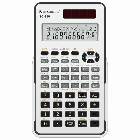 Калькулятор инженерный двухстрочный BRAUBERG SC-980 (151x85 мм), 401 функция, 10+2 разрядов, двойное питание, 250527 по низкой цене оптом 