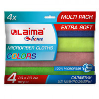 Салфетка из плотной микрофибры 30х30см "MULTI PACK PRO COLOUR 30" КОМПЛЕКТ 4шт LAIMA, 607792