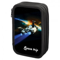 Пенал ПИФАГОР, 3 отделения, ламинированный картон, 19х11 см, "Space trip", 270895