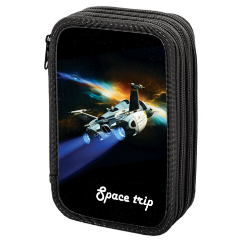 Пенал ПИФАГОР, 3 отделения, ламинированный картон, 19х11 см, "Space trip", 270895 по низкой цене оптом 