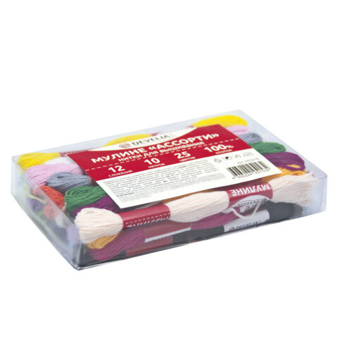 Нитки для вышивания (мулине), Набор 25 цветов, 10 м, хлопок, DEVELIA (Девелиа), 665678 по низкой цене оптом 