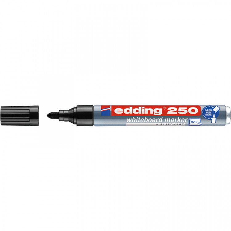Маркер для белых досок edding 250 Cap-off, круглый наконечник, 1.5-3 мм Черный по низкой цене оптом 