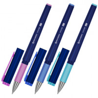 Ручка шариковая с грипом BRAUBERG "CLASSIC/PASTEL", СИНЯЯ, SOFT TOUCH покрытие, узел 0,7 мм, линия письма 0,35 мм, 144399