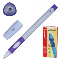 Ручка шариковая с грипом STABILO "Left Right", СИНЯЯ, для правшей, корпус лавандовый, узел 0,8 мм, линия письма 0,4 мм, 6328/6-10-41
