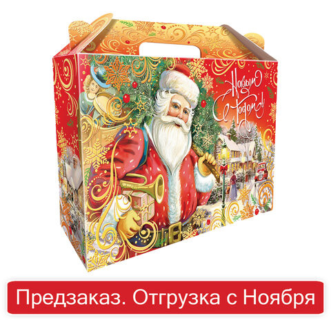 Подарок новогодний "Новогодняя история", НАБОР конфет 900 г, картонная коробка, 323035/ТКД-037 по низкой цене оптом 