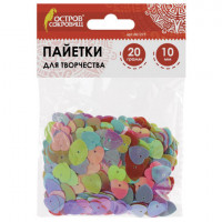 Пайетки для творчества "Сердце", яркие, цвет ассорти, 5 цветов, 10 мм, 20 грамм, ОСТРОВ СОКРОВИЩ, 661275