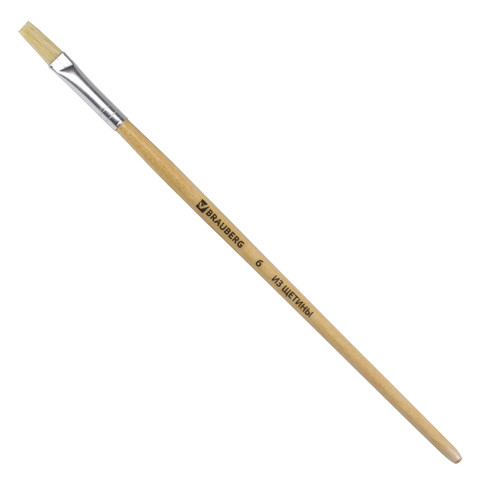 Кисть BRAUBERG, щетина, плоская, № 6, 200201 по низкой цене оптом 