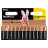 Батарейки КОМПЛЕКТ 12 шт., DURACELL Basic, AA (LR06, 15А), алкалиновые, пальчиковые, блистер по низкой цене оптом 
