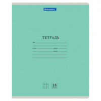Тетрадь 18 л. BRAUBERG "КЛАССИКА NEW" клетка, обложка картон, ЗЕЛЕНАЯ, 105697