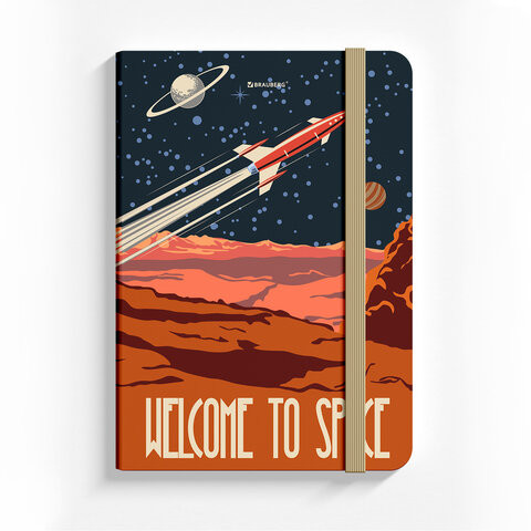 Блокнот с резинкой в клетку 96 л., А5 (145х203 мм), твердая обложка, BRAUBERG, "SpaceX", 113724 по низкой цене оптом 