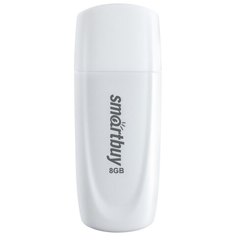 Флеш-диск 8GB SMARTBUY Scout USB 2.0, белый, SB008GB2SCW по низкой цене оптом Краснодар, Москва, Уфа, Казань, Барнаул, Владивосток, Хабаровск, Сахалин, Красноярск, Екатеренбург, 