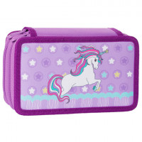 Пенал TIGER FAMILY с наполнением, 2 отделения, 20 предметов, "Lilac Carnival", 19х11х5 см, 228959, TGTS-004D1
