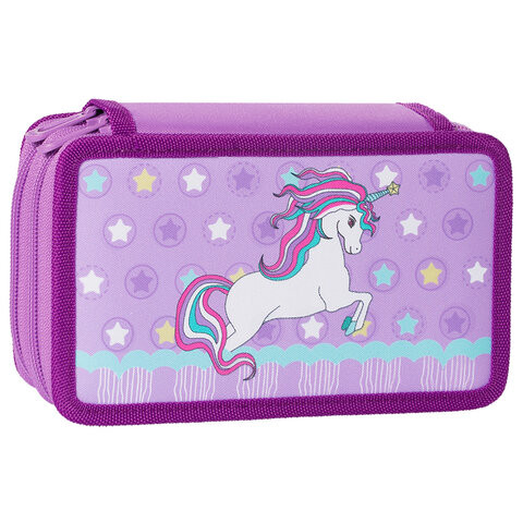 Пенал TIGER FAMILY с наполнением, 2 отделения, 20 предметов, "Lilac Carnival", 19х11х5 см, 228959, TGTS-004D1 по низкой цене оптом 