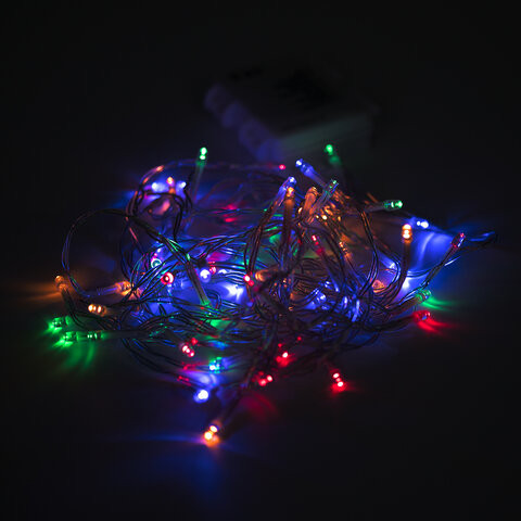 Электрогирлянда-нить уличная "Стандарт" 6 м, 60 LED, мультицветная, на батарейках, ЗОЛОТАЯ СКАЗКА, 591291 по низкой цене оптом 