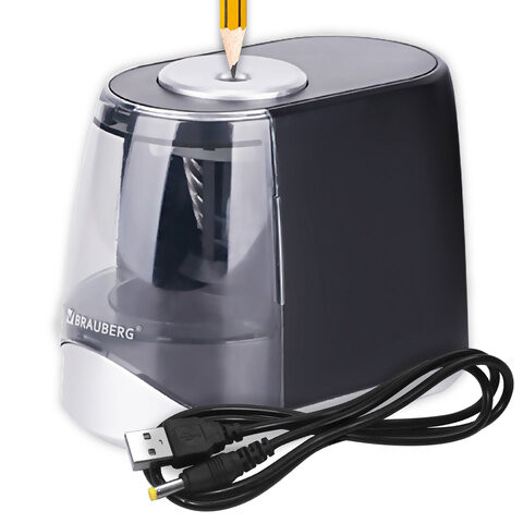 Точилка электрическая BRAUBERG ONE фреза с автостопом, 4 батарейки AA/USB (под адаптер), 270577 по низкой цене оптом 