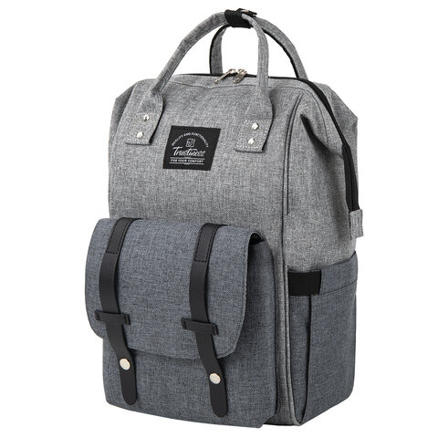 Рюкзак для мамы BRAUBERG MOMMY, крепления для коляски, термокарманы, серый, 41x24x17 см, 270818 по низкой цене оптом Краснодар, Москва, Уфа, Казань, Барнаул, Владивосток, Хабаровск, Сахалин, Красноярск, Екатеренбург, 