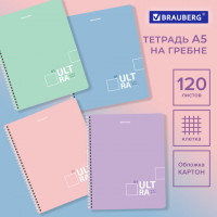 Тетрадь А5 120л. BRAUBERG гребень, клетка, ДИЗАЙН 1, Код_1С, 404445