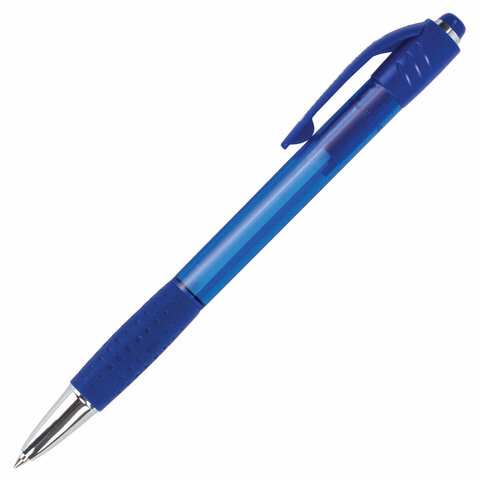 Ручка шариковая автоматическая с грипом BRAUBERG SUPER, СИНЯЯ, корпус синий, узел 0,7 мм, линия письма 0,35 мм, 143374 по низкой цене оптом 