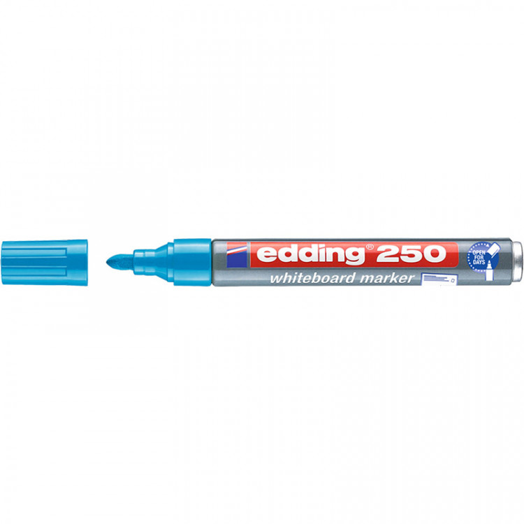 Маркер для белых досок edding 250 Cap-off, круглый наконечник, 1.5-3 мм Голубой по низкой цене оптом 