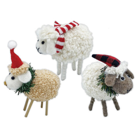 Украшение ёлочное (1шт) "Овечка", 10х6х13 см, фланель, фетр, ассорти 3 дизайна, ЗОЛОТАЯ СКАЗКА, 592421 по низкой цене оптом 