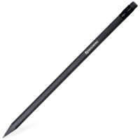 Карандаш чернографитный BRAUBERG, 1 шт., "Black Jack", НВ, черное дерево, с резинкой, корпус черный, заточенный, 180609