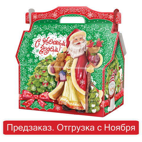 Подарок новогодний "Новогодний Ларец", НАБОР конфет 1000 г, картонная коробка, 323069/МГН027 по низкой цене оптом 