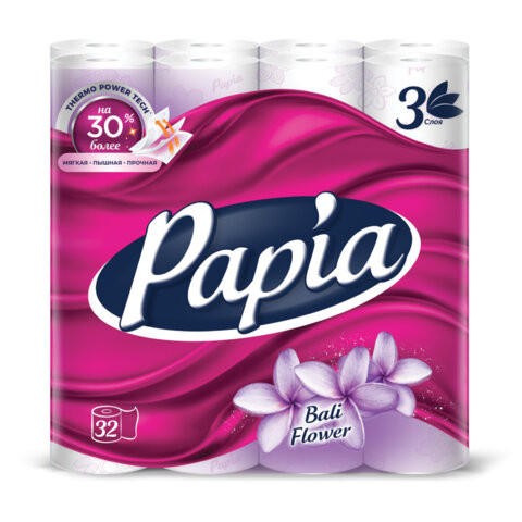 Бумага туалетная быт., спайка 32 шт., 3-слойная (32х16,5 м), PAPIA,аромат Балийский ц, 5080740 по низкой цене оптом Бумага туалетная быт., спайка 32 шт., 3-слойная (32х16,5 м), PAPIA,аромат Балийский ц, 5080740 по низкой цене оптом
