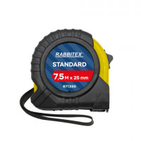Рулетка измерительная 7,5м х 25мм, обрезиненный корпус, с фиксатором, RABBITEX Standard, 671350