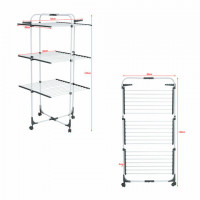 Сушилка напольная для белья раскладная 3 уровня, 30 метров, на колесах, LAIMA HOME HIGH-RISE, 700472