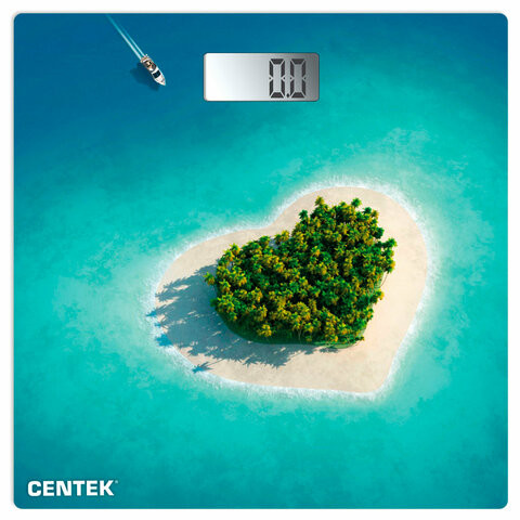 Весы напольные CENTEK CT-2428 "Остров", электронные, вес до 180 кг, квадрат, стекло, с рисунком, CT-2428 Остров по низкой цене оптом 