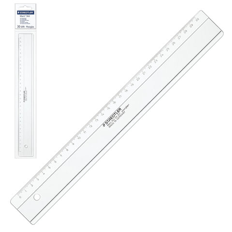 Линейка пластиковая 30 см, STAEDTLER (Германия) "Mars", оргстекло PLEXIGLAS, прозрачная, 562 04-30F02 по низкой цене оптом 