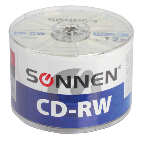 Диски CD-RW SONNEN 700 Mb 4-12x Bulk (термоусадка без шпиля), КОМПЛЕКТ 50 шт., 512578 по низкой цене оптом Краснодар, Москва, Уфа, Казань, Барнаул, Владивосток, Хабаровск, Сахалин, Красноярск, Екатеренбург, 