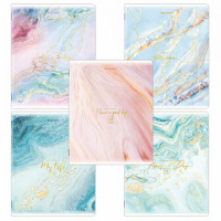 Тетради КОМПЛЕКТ 5 шт. А5, 48 л., BRAUBERG, скоба, клетка, SoftTouch, фольга, "Marble", 404398