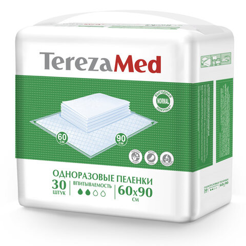 Пеленки 60х90 см, TEREZAMED Normal, КОМПЛЕКТ 30 шт., впитывающие, одноразовые, 50303 по низкой цене оптом 